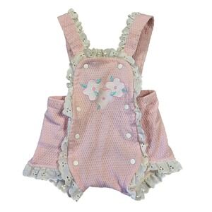 Vintage Carters Pink Eyelet Floral Sunsuit Romper 3 Months Made in USA 80s 90s